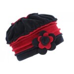 Bonnet beret femme rouge et bleu polaire deperlante hiver classe syllia - rouge