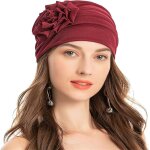 Bonnet dt lastique pour femme avec fleurs pour chimio