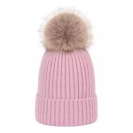 Bonnet unisexe - rose - 30% laine - 70% acrylique - pompom dtachable