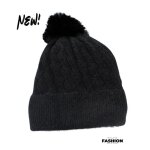 Bonnet femme - hologramme paris - mod�le avec pompon - 100% synth�tique - couleur noir - taille unique ...