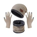 Ensemble bonnet écharpe et gants - beige - laine - hiver - confort et élégance Ensemble bonnet écharpe et gants - beige - laine - hiver - confort et élégance