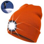 Bonnet led - ynkkvre - rechargeable - orange - tricot - mixte