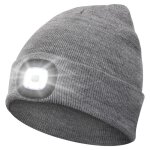 Bonnet avec lumi�re unisexe hiver phare chapeaux led usb rechargeable torche casquette lampe frontale ...