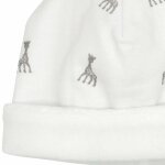 Bonnet naissance blanc motifs sophie la girafe trois kilos sept