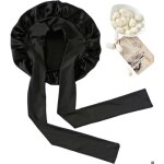 Bonnet de nuit nightcap en 100% soie de mrier noir