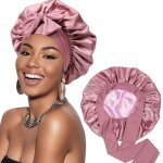 Bonnet de nuit en satin r�versible - ulisem - protection capillaire - double rev�tement satin