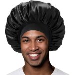 Bonnet en satin pour homme - bonnet de nuit rglable en soie avec large bande lastique unisexe doux ...