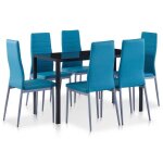 Bonnie7 pcs - meuble table et chaises salle  manger - ensemble  dner - 2 / 4 / 6 personnes - bleu ...