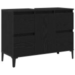 Bonnie�armoire d�vier / lavabo - suikun - meuble pour vasque � poser ch�ne noir 80x33x60 cm bois ding�nierie ...