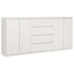 Bonniearmoires latrale commode de rangement - suikun - meuble dappoints 3 pcs blanc bois de pin massif ...