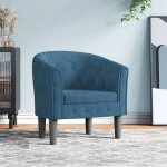 Bonnie�?bleu?fauteuil somptueux / chaise cabriolet avec lignes incurv�es bleu fonc� - velours - 1 place ...