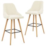 Bonnie�chaises de bar - fauteuil salon pour bistro / cuisine - lot de 2 cr�me veloursl48 x p55 x h106 ...