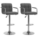 Bonnie�chaises de bar - fauteuil salon pour bistro / cuisine - lot de 2 gris clair tissul53 x p52 x h112 ...