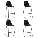 Bonnie�chaises de bar - fauteuil salon pour bistro / cuisine - lot de 4 noir plastiquel48 x p57 x h112. ...