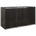 Bonniecoffre extrieur - abri de jardin abri pour poubelle design triple noir 207x80x117cm rsine tresse ...