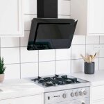 Bonnie� hotte cuisine hotte d�corative moderne murale 60 cm acier inoxydable et verre tremp� noir - evacuation ...