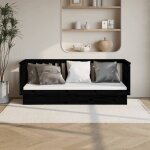 Bonnielit en bois lit simple:75x190 cm lit de jour sans matelas noir bois de pin massif neuf74371