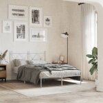 Bonnie�lit en m�tal lit double:120x190 cm cadre de lit m�tal sans matelas et t�te de lit blanc neuf80421 ...