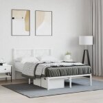 Bonnie�lit en m�tal lit double:120x190 cm cadre de lit m�tal sans matelas et t�te de lit blanc neuf80790 ...