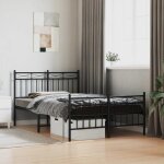 Bonnie�lit en m�tal lit double:120x190 cmcadre de lit m�tal sans matelas avec pied de lit noir neuf81287 ...