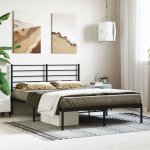 Bonnie�lit en m�tal lit double:120x190 cmcadre de lit m�tal sans matelas avec t�te de lit noir neuf41274 ...