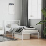 Bonnie�lit en m�tal lit simple:90x190 cm cadre de lit m�tal sans matelas avec t�te de lit blanc neuf72476 ...