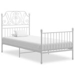 Lit simple - vidaxl - bonnie - 90x200 cm - blanc - m�tal enduit de poudre