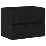 Bonniemeuble sous lavabo - suikun - meuble pour vasque  poser avec tiroir chne noir 60x38. 5x45 cm ...
