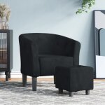 Bonnie�?noir?fauteuil somptueux / chaise cabriolet avec lignes incurv�es - repose - pied inclus noir ...