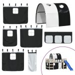 Bonnie� rideaux pour lit mezzaninelit superpos� / lit mezzanine - avec tunnel blanc et noir polyester ...