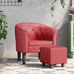 Bonnie?rouge?fauteuil somptueux / chaise cabriolet avec lignes incurves - repose - pied inclus rouge ...