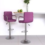 Bonnie®tabourets de bar - fauteuil salon pour bistro / cuisine - lot de 2 violet similicuirl48 x p47 ... Bonnie®tabourets de bar - fauteuil salon pour bistro / cuisine - lot de 2 violet similicuirl48 x p47 ...