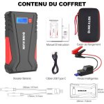 Booster de batterie voiture dinkalen 12800mah 1500a - dmarreur portable moto / voiture (6. 0l essence ...
