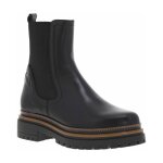 Boots femme mjus en cuir noires  talon plat avec fermeture  soufflet lastiqu