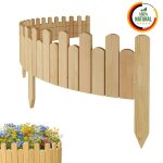Bordure de jardin en bois cl�ture dext�rieur 200 cm x 20 cm nature barri�res de jardin piquets d?ancrage ...