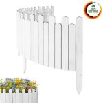 Bordure de jardin en bois cl�ture dext�rieur 200 cm x 40 cm blanc barri�res de jardin piquets d?ancrage ...