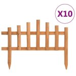 Bordure de jardin en bois de sapin massif - akozon - 10 pcs - 440 x 35 cm - blanc et orange