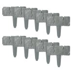 Bordure de jardin effet pierre pav�e (10 pi�ces gris) pour pelouse parterre ou gazon label