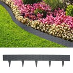 Bordure de jardin plastique 10 m x 20 cm aspect rattan anthracite ? flexible r�sistante 5 pi�ces