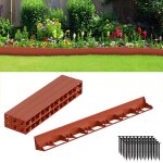 Bordure de jardin en plastique - cecaylie - 24 m - marron - 100 piquets dancrage - flexible - r�sistant ...