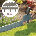 Bordure de jardin - plastique - imitation pierre - 20 pi�ces - gris - r�sistant aux intemp�ries gris ...