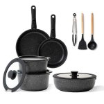 Boreine batterie de cuisine induction set casserole et poele tout feux avec couvercle poignée amovible ... Boreine batterie de cuisine induction set casserole et poele tout feux avec couvercle poignée amovible ...