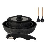 Boreine batterie de cuisine induction set casserole et poele tout feux avec couvercle poignée amovible ... Boreine batterie de cuisine induction set casserole et poele tout feux avec couvercle poignée amovible ...