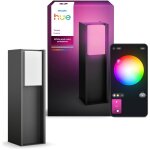 Borne lumineuse basse - philips hue - turaco - gris anthracite - ip44 - lumi�re blanche et color�e - ...