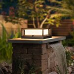 Borne lumineuse extrieur aluminium noir - clairage mural pour jardin - ip55 tanche - 22x22x10 cm
