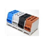Bornier rpartiteur - 160a - 4x4 trous - cuivre et aluminium - montage rail din - intrieur