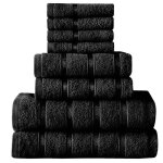 Serviettes en coton égyptien super doux et absorbant - a2z - noir - ensemble Serviettes en coton égyptien super doux et absorbant - a2z - noir - ensemble
