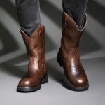 Bottes de cowboy homme en similicuir - bottes hautes western avec semelle antidérapante?chaussures moto ... Bottes de cowboy homme en similicuir - bottes hautes western avec semelle antidérapante?chaussures moto ...