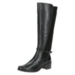 Botte femme - caprice - cuir et textile stretch - noir - zip