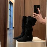 Bottes femme en cuir véritable ?bottes cavaliers mi - mollet à talon compensé 6cm?lanières croisées avec ... Bottes femme en cuir véritable ?bottes cavaliers mi - mollet à talon compensé 6cm?lanières croisées avec ...